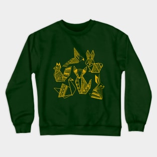 Origami Animals in Golden Yellow Crewneck Sweatshirt